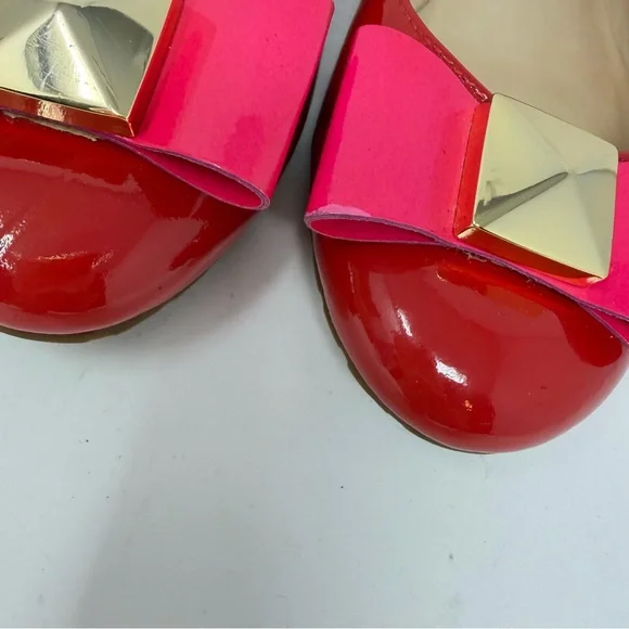 Kate Spade Patent Leather Tuila Pink Bow Flats Red Size 6.5 - Picture 11 of 11